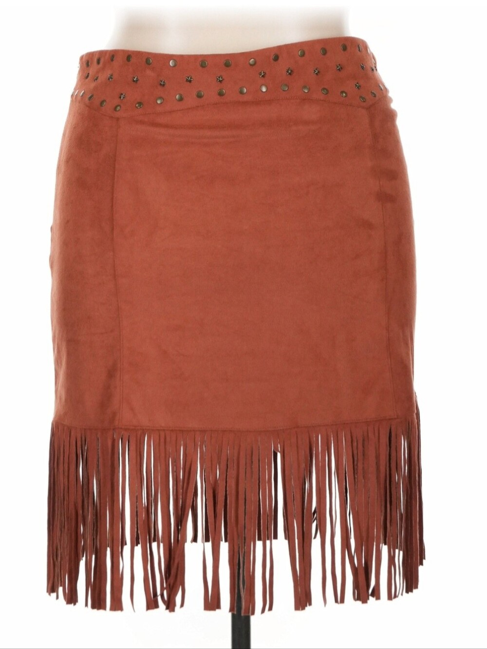 Idyllwind By Miranda Lambert Faux Suede Studded Fringe Skirt | Size XL